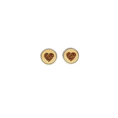 Pendientes De Acero "Corazón" | joyas de madera | madera de arce