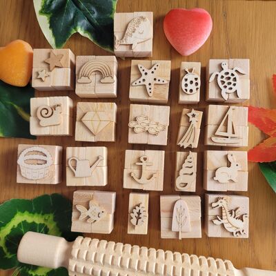 Random Assortment of 20 Wooden Stamps