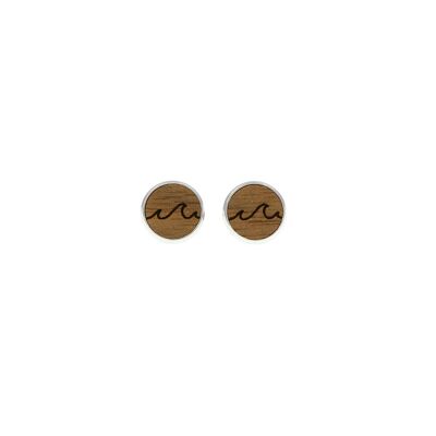 Clous d'oreilles acier "vague" | bijoux en bois | noix de bois