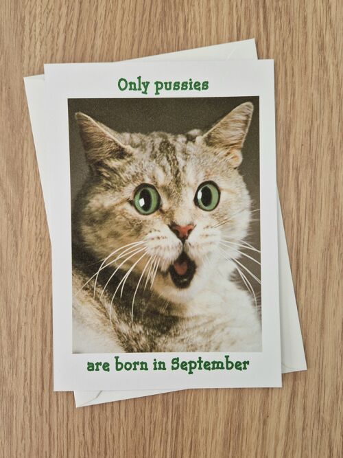 Funny Birthday Card - Only pussies are born in September