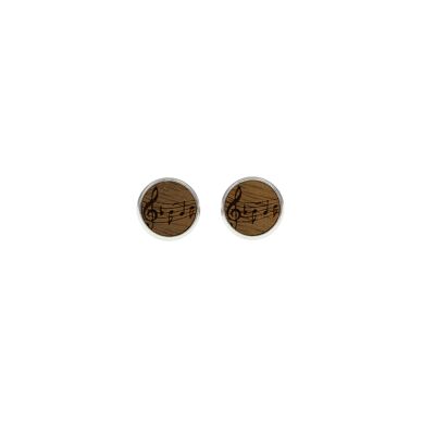 Steel Ear Studs "Notes" | wooden jewelry | wood nut