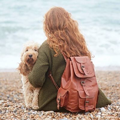 Large Brown Leather Rucksack