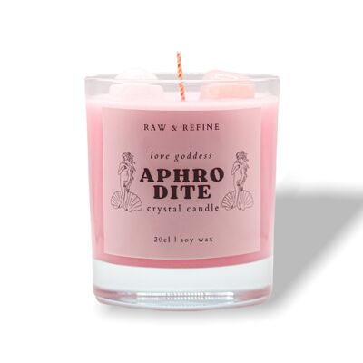 Aphrodite Crystal Candle - Rose Quartz + Selenite - Goddess Collection