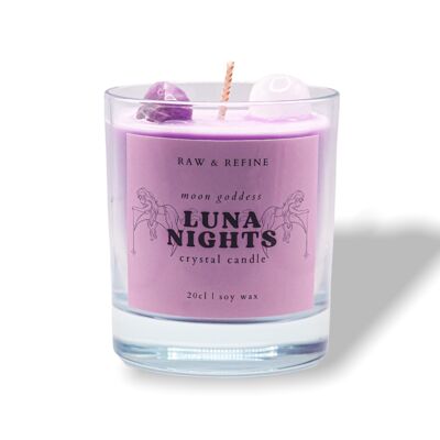 Luna Night's Crystal Candle - Amethyst + Selenite - Goddess Collection