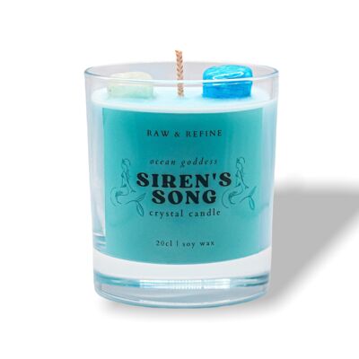 Siren's Song Crystal Candle - Aquamarine + Blue Howlite - Goddess Collection