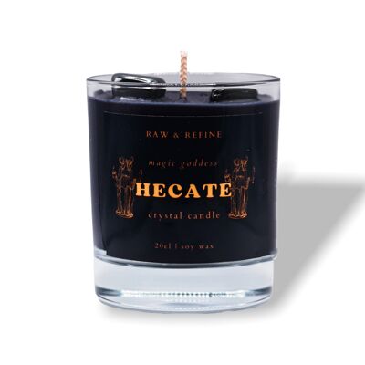 Hecate Crystal Candle - Obsidian + Hematite - Goddess Collection