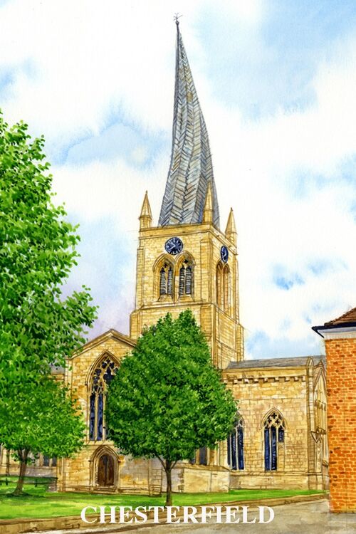 FRIDGE MAGNET, CHESTERFIELD CHURCH, PEAK DISTRICT, DERBYSHIRE.