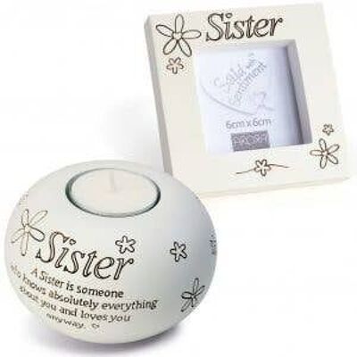 Set regalo tealight e cornice -Sister