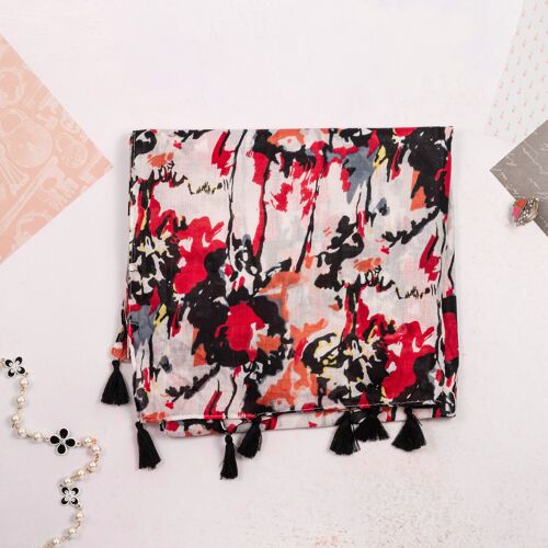 Abstract printed cotton scarf