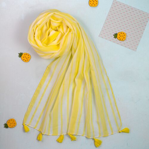 Yellow Stripe cotton scarf