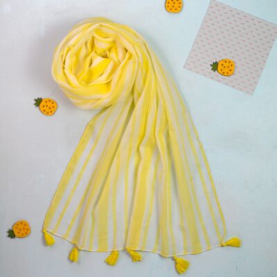 Sciarpa in cotone a righe gialle
