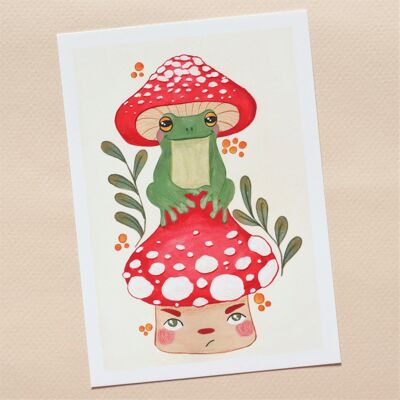 La grenouille et son champignon - Illustration A6