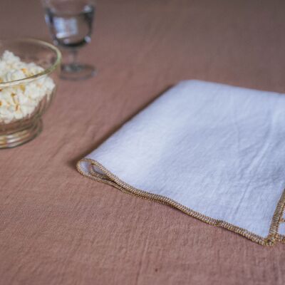 WHITE washed linen placemat with gold thread APOTHECA