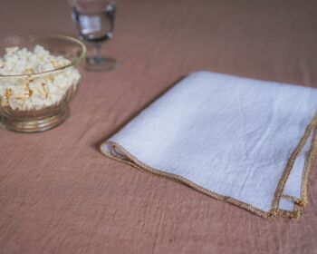 Set de table Lin lavé BLANC avec filet doré APOTHECA 1