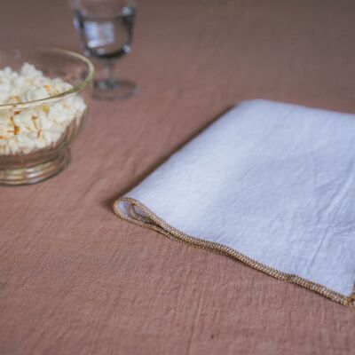 WHITE washed linen placemat with gold thread APOTHECA