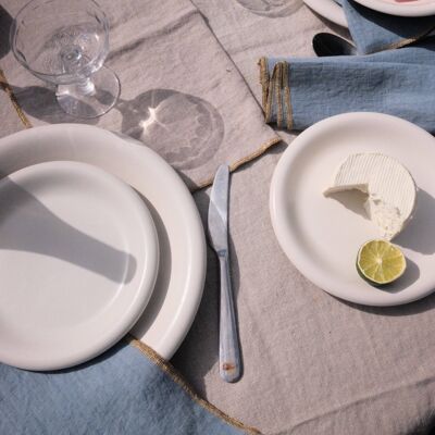 BLUE STONE washed linen placemat with golden thread APOTHECA