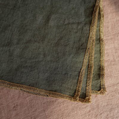 KHAKI washed linen placemat with gold thread APOTHECA