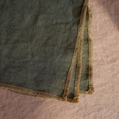 KHAKI washed linen placemat with gold thread APOTHECA
