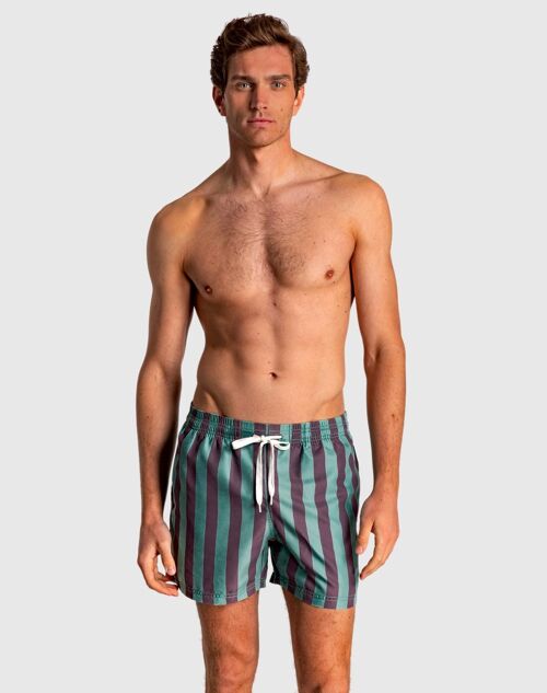 Bañador bermuda con cintura elástica y estampado de rayas2