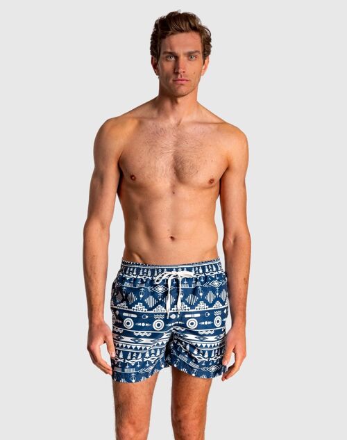 Bañador de bermuda de hombre con cintura elástica y estampado étnico7