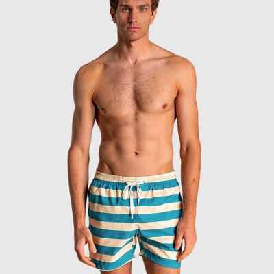 Men's Bermuda shorts with elastic waist and striped print9