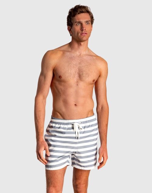 Bañador de bermuda de hombre con cintura elástica y estampado de rayas 1