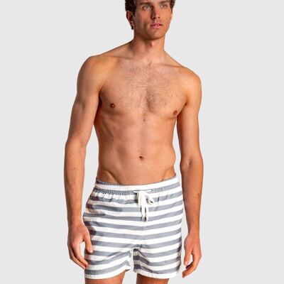 Men's Bermuda shorts with elastic waist and striped print 1