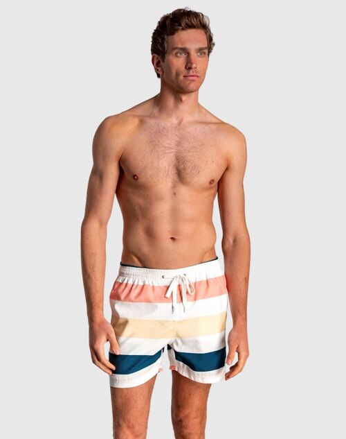 Bañador de bermuda de hombre con cintura elástica y estampado de rayas 2