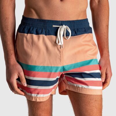 Men's Bermuda shorts with elastic waist and striped print 3