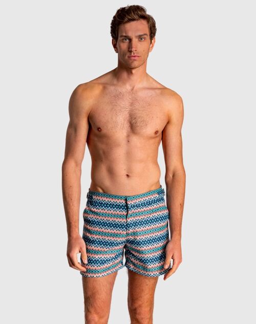 Bañador de bermuda de hombre con cintura rígida y estampado geométrico6