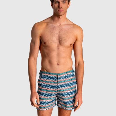 Bañador de bermuda de hombre con cintura rígida y estampado geométrico6