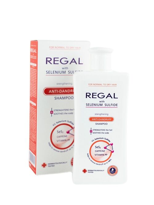 Regal STRENGTHENING ANTI DANDRUFF Shampoo with SELENIUM SULFIDE, CAFFEINE and VITAMIN PP for Normal and Dry hair 200ml
