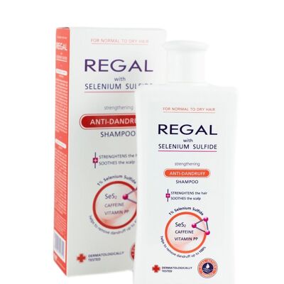Regal STRENGTHENING ANTI DANDRUFF Shampoo with SELENIUM SULFIDE, CAFFEINE and VITAMIN PP for Normal and Dry hair 200ml