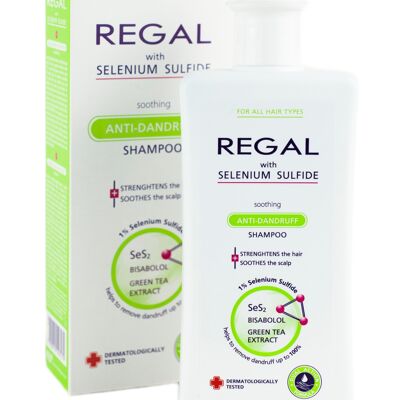 REGAL SOOTHING ANTI DANDRUFF Shampoo with Selenium Sulfide, BISABOLOL and GREEN TEA EXTRACT For All Hair Type 200ml