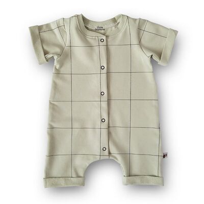 Onesie Grid Fog Green - Manches longues/Jambe
