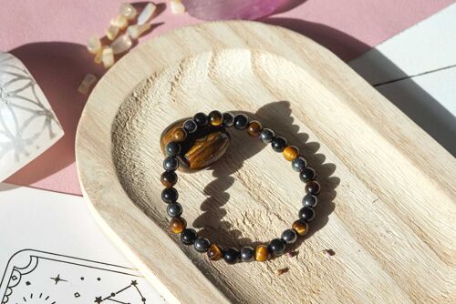 Bracelet en pierre naturelle ✧ Protection ✧ Oeil de tigre, Obsidienne & Hématite