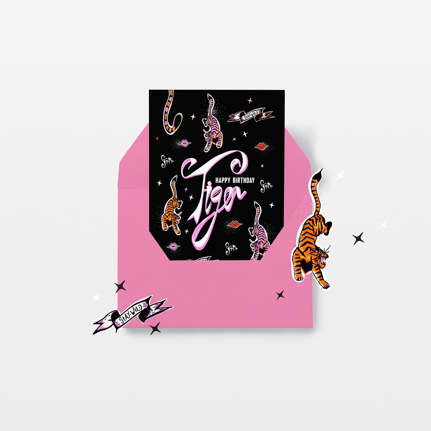 Alles Gute zum Geburtstag Tiger. A6 Geburtstagskarte. Leerer Innenraum. Alles Gute zum Geburtstag, Geburtstagskarte
