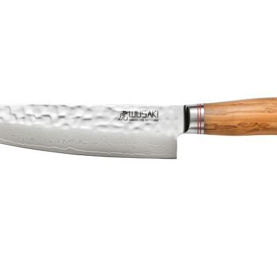 Wusaki Damascus 10Cr 20cm chef's knife olive wood handle