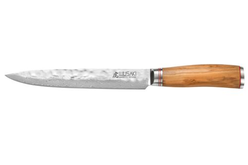 Couteau à découper Wusaki Damas 10Cr 20cm manche en olivier