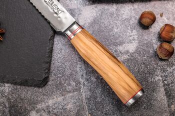Couteau à pain Wusaki Damas 10Cr 20cm manche en olivier 4