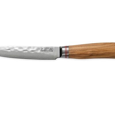 Cuchillo universal Wusaki Damasco 10Cr 12cm mango madera olivo