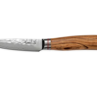 Cuchillo para verdura Wusaki Damasco 10Cr 9cm mango madera de olivo