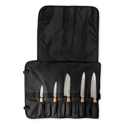 Maleta 5 piezas Oliva 10Cr: Chef 20cm + Panal Santoku 17cm + Corte 20cm + Universal 12cm + Oficina 9cm