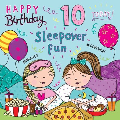 Tarjeta de cumpleaños número 10 - Tarjeta de cumpleaños para niñas