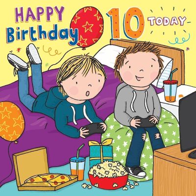 Tarjeta de cumpleaños número 10 - Tarjeta de cumpleaños para niños