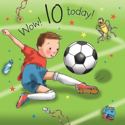 Tarjeta de cumpleaños número 10 para niños - Fútbol