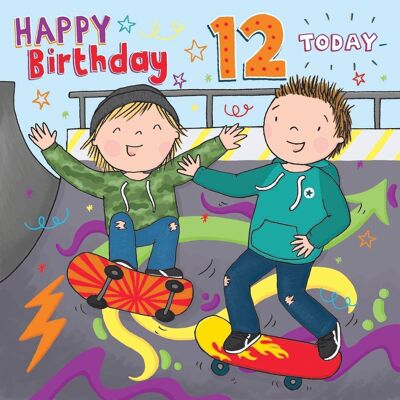 Tarjeta de cumpleaños número 12 - Tarjeta de cumpleaños para niños