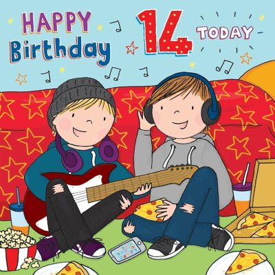 Carte d'anniversaire 14 ans - Carte d'anniversaire pour garçons