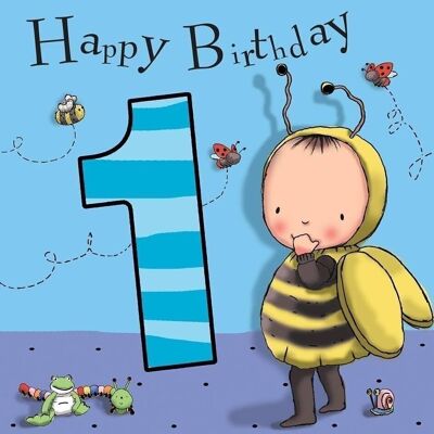 Tarjeta de 1er cumpleaños para niños - Bumblebee