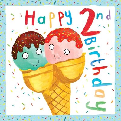 Carte 2e anniversaire garçon - Crème glacée